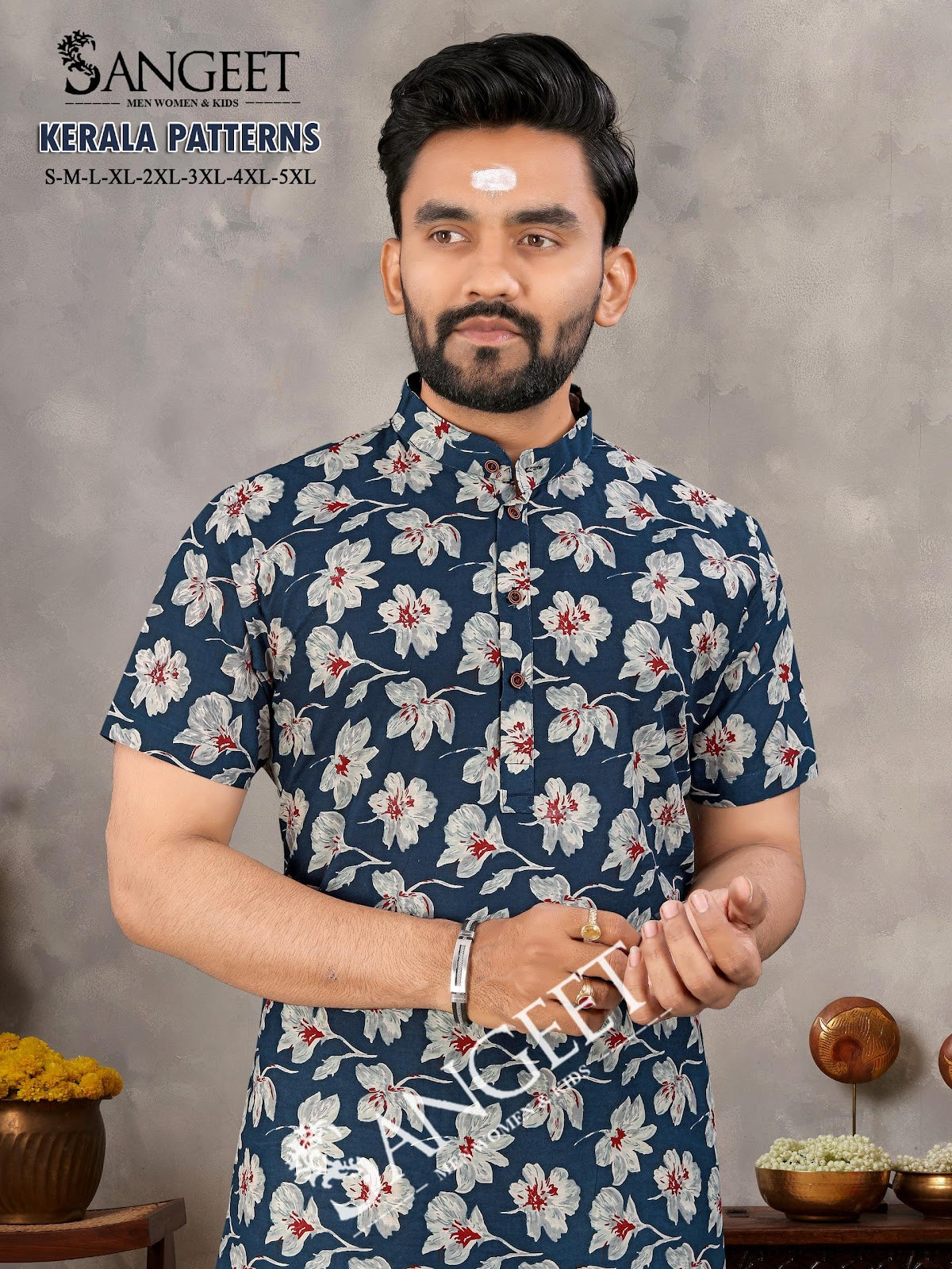 Kerala Patterns Sangeet Pure Cotton Mens Dhoti Shirts Exporter Gujarat