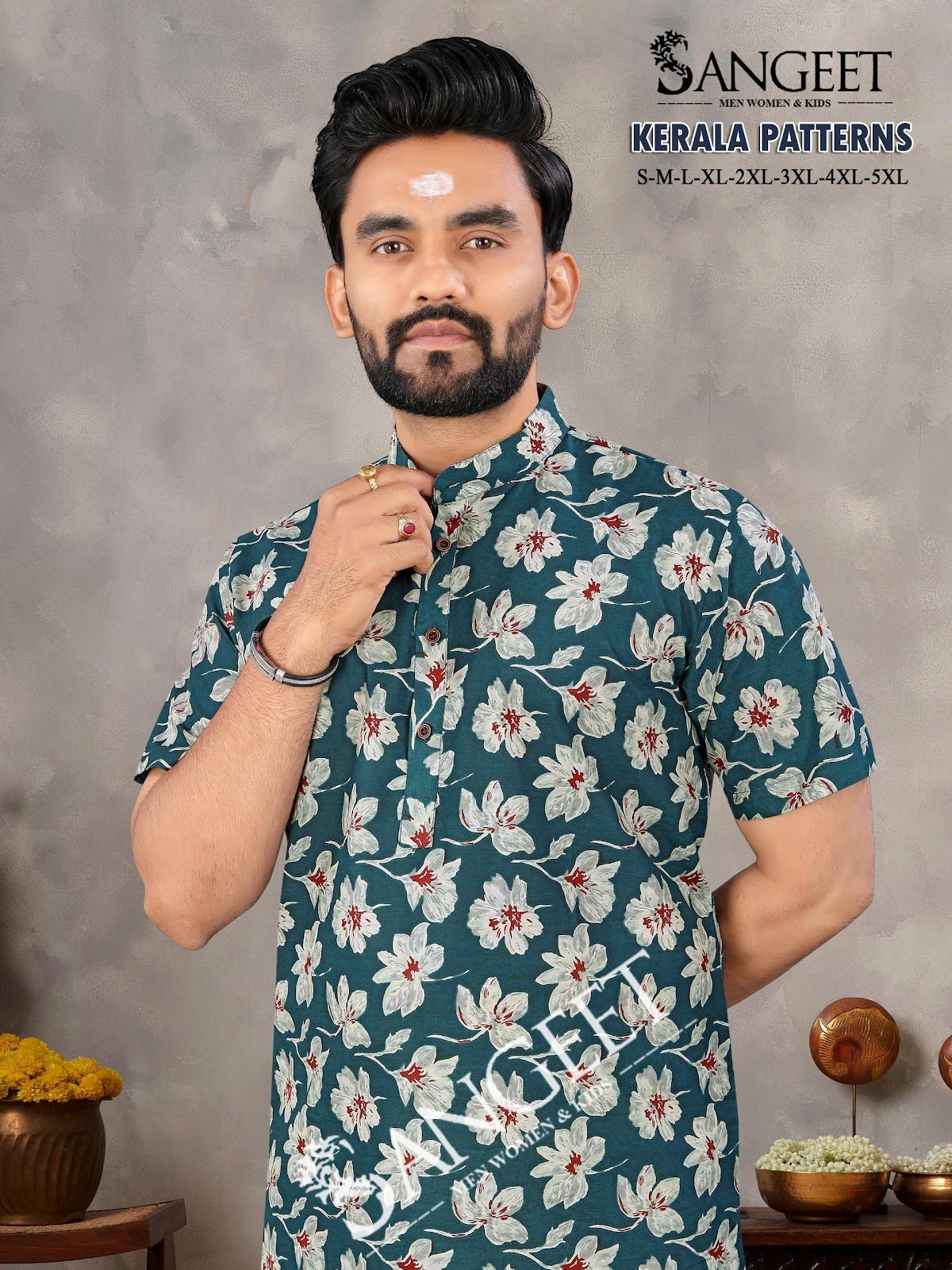 Kerala Patterns Sangeet Pure Cotton Mens Dhoti Shirts Exporter Gujarat