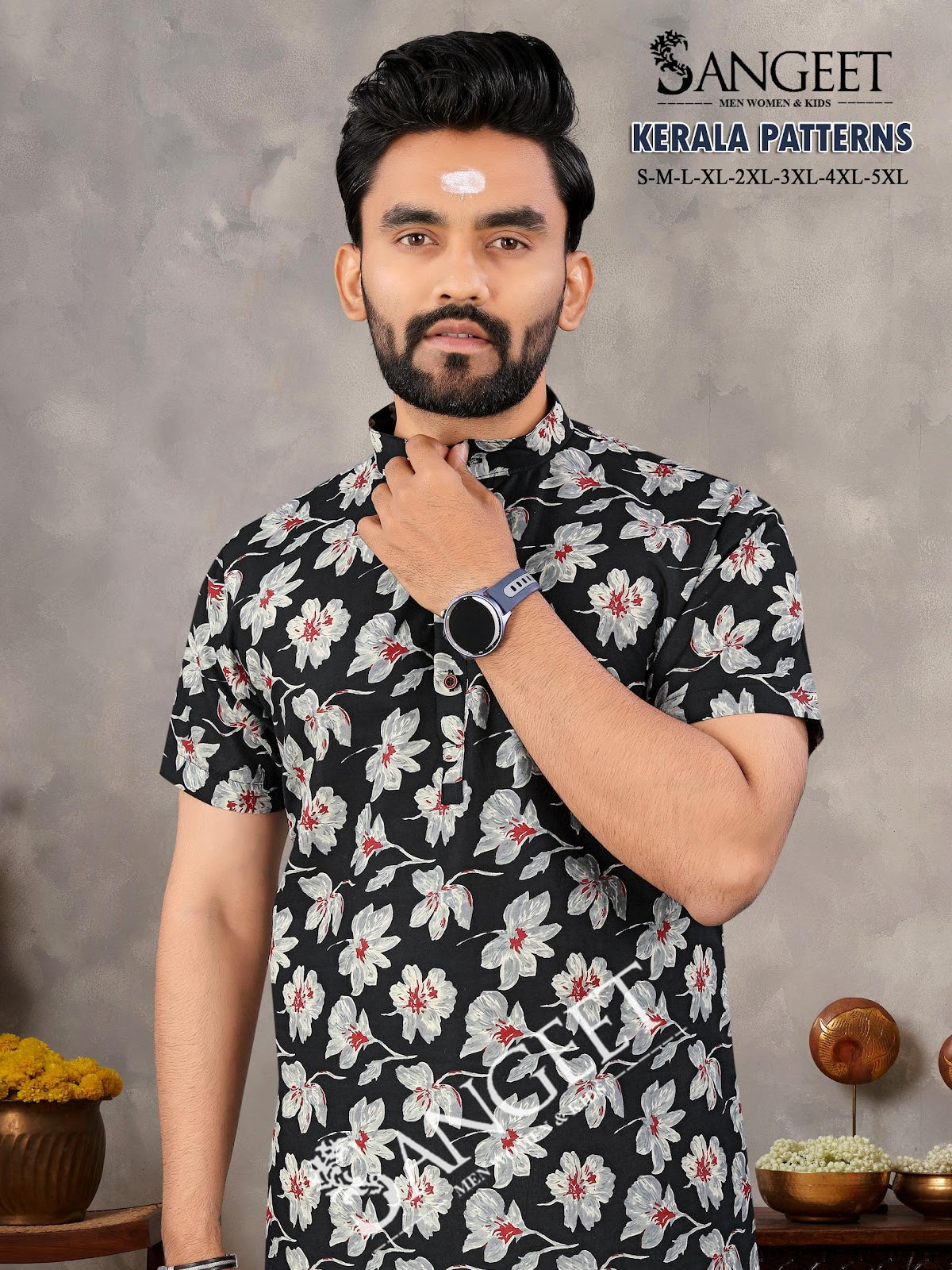 Kerala Patterns Sangeet Pure Cotton Mens Dhoti Shirts Exporter Gujarat