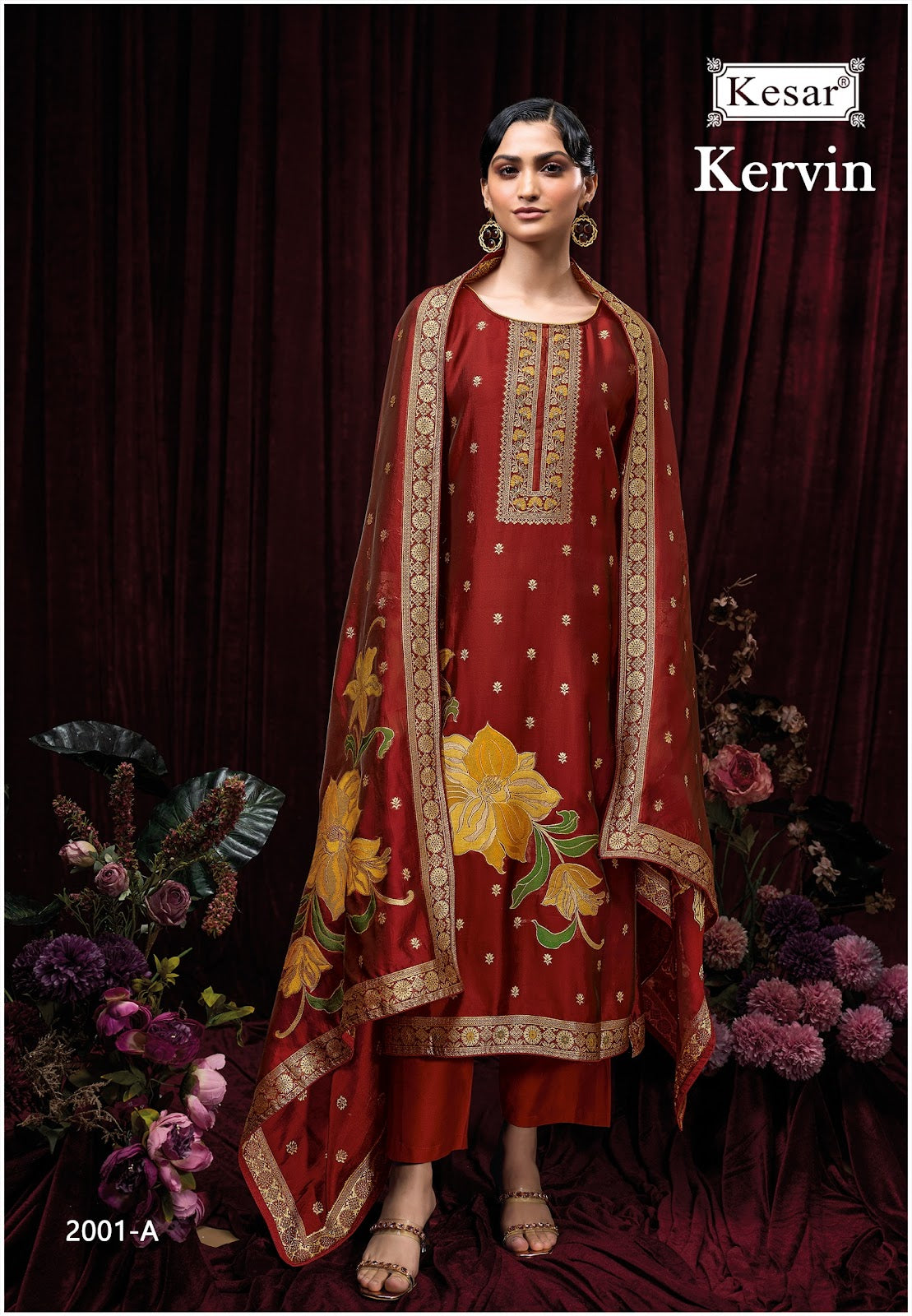 Kervin 2001 Kesar Premium Silk Plazzo Style Suits Wholesale Rate