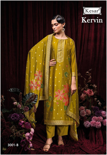 Kervin 3001 Kesar Premium Silk Plazzo Style Suits Wholesaler