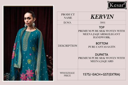 Kervin 3001 Kesar Premium Silk Plazzo Style Suits Wholesaler