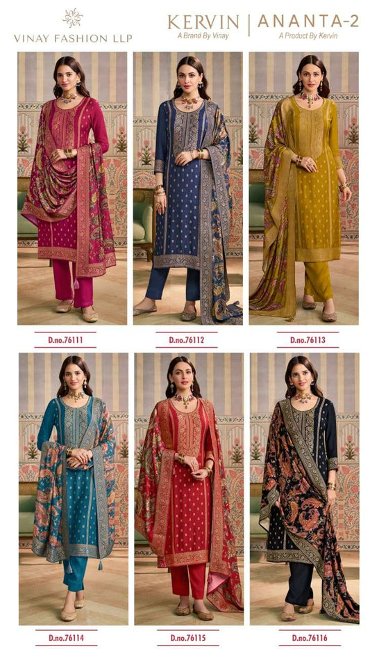 Kervin Ananta 2 Vinay Fashion Llp Viscose Jacquard Pashmina Suits Exporter India