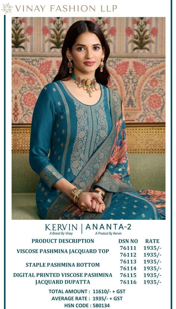 Kervin Ananta 2 Vinay Fashion Llp Viscose Jacquard Pashmina Suits Exporter India