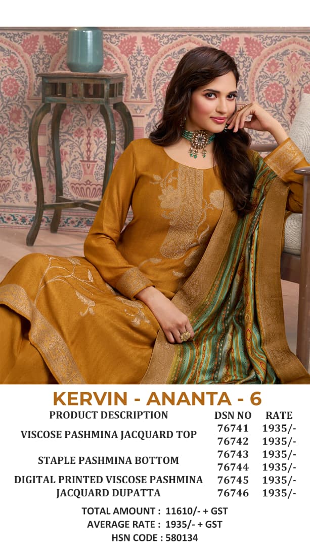 Kervin Ananta 6 Vinay Fashion Llp Viscose Jacquard Pashmina Suits Supplier Ahmedabad