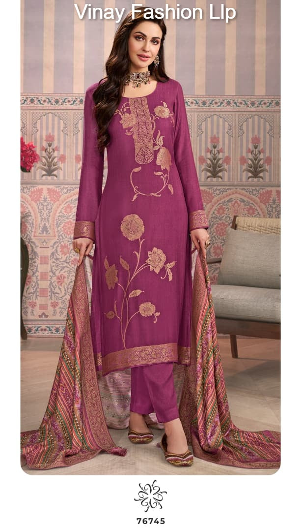 Kervin Ananta 6 Vinay Fashion Llp Viscose Jacquard Pashmina Suits Supplier Ahmedabad