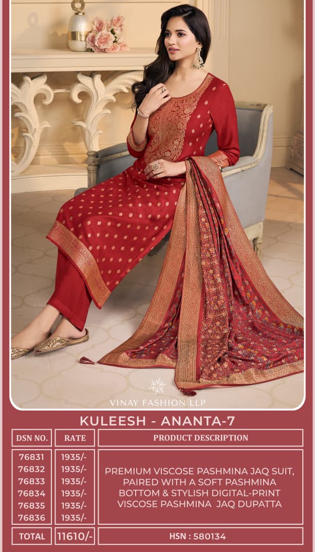 Kervin Ananta 7 Vinay Fashion Llp Viscose Pashmina Suits Manufacturer Ahmedabad