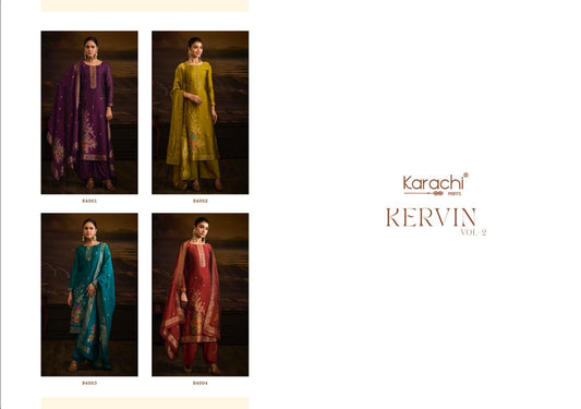 Kervin Vol 2 Karachi Prints Premium Silk Pant Style Suits Exporter India