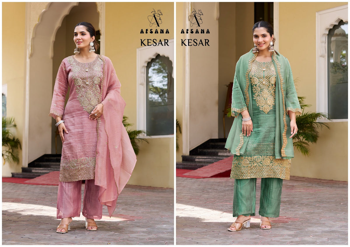Kesar Afsana Salsa Crush Pakistani Readymade Suits Wholesale Rate