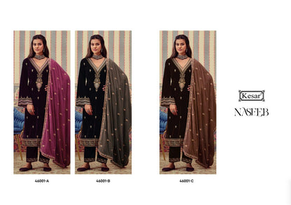 Naseeb Kesar Silk Velvet Suits Wholesale Price