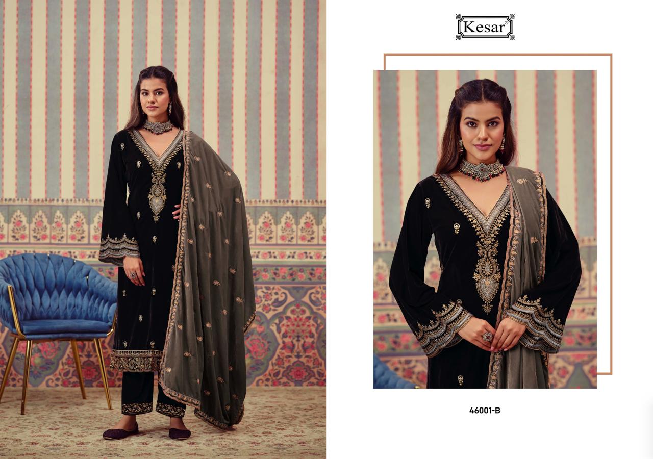 Naseeb Kesar Silk Velvet Suits Wholesale Price