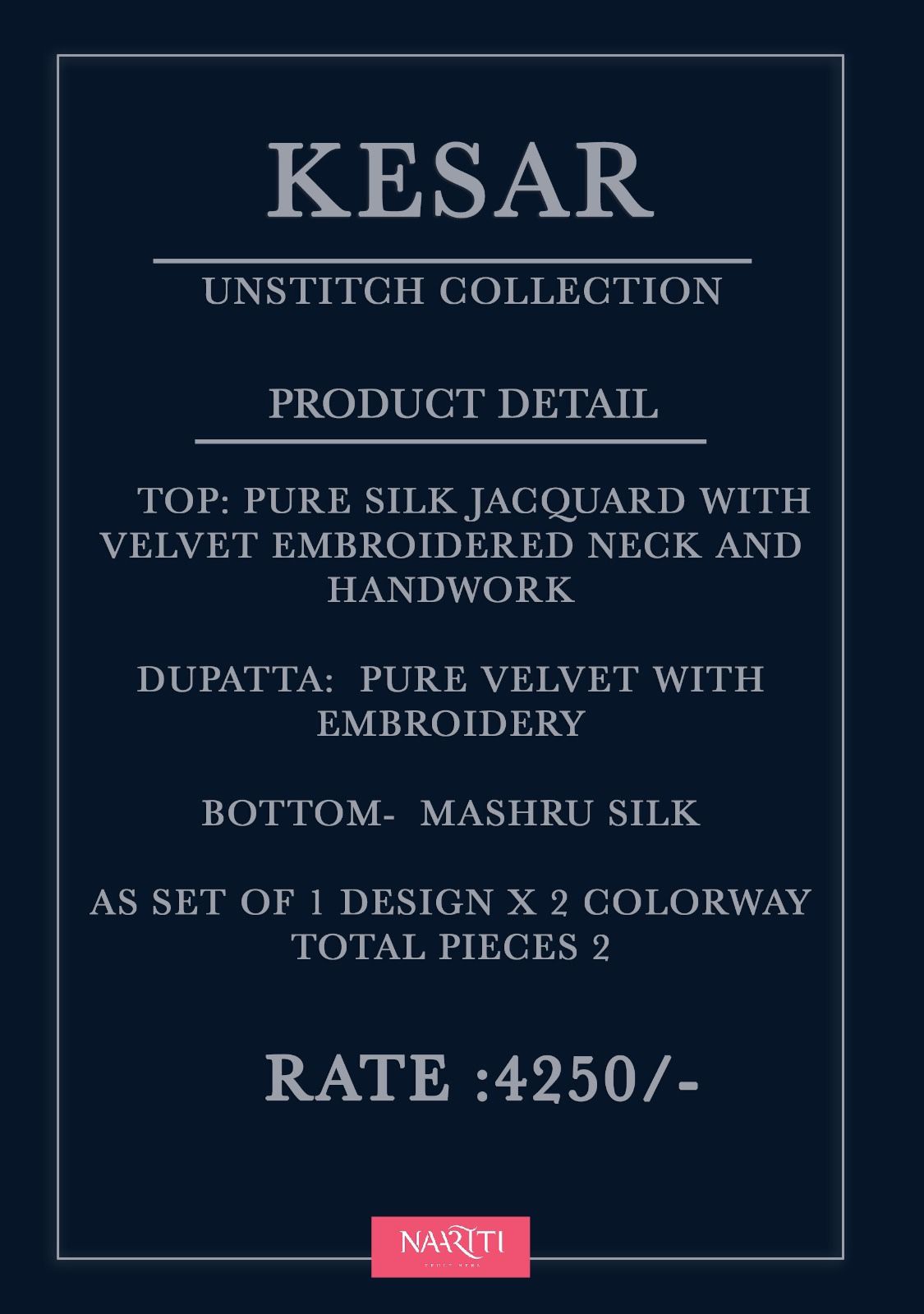 Kesar Naariti Silk Jacquard Velvet Suits Manufacturer Gujarat