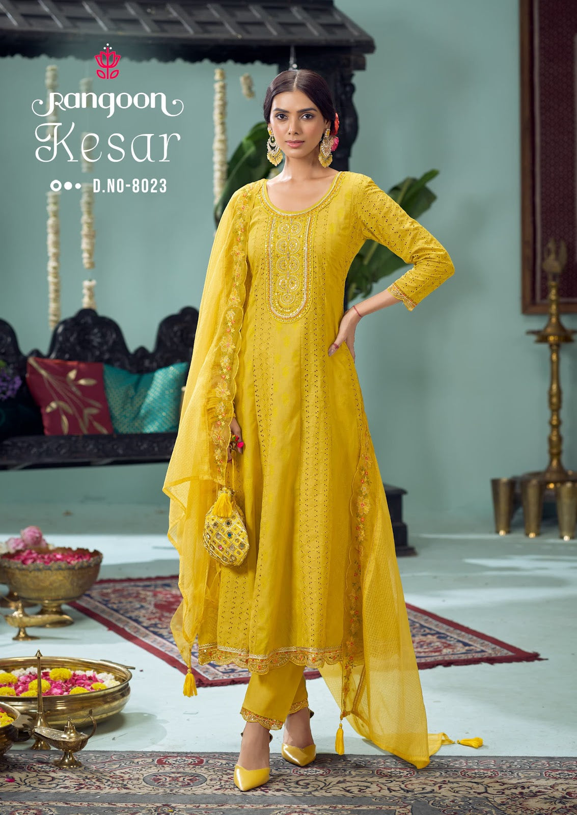 Kesar Rangoon Cotton Readymade Anarkali Suits Supplier Gujarat