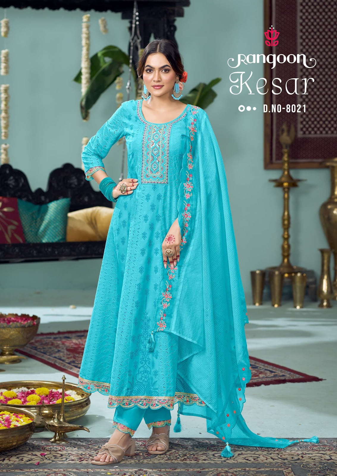 Kesar Rangoon Cotton Readymade Anarkali Suits Supplier Gujarat