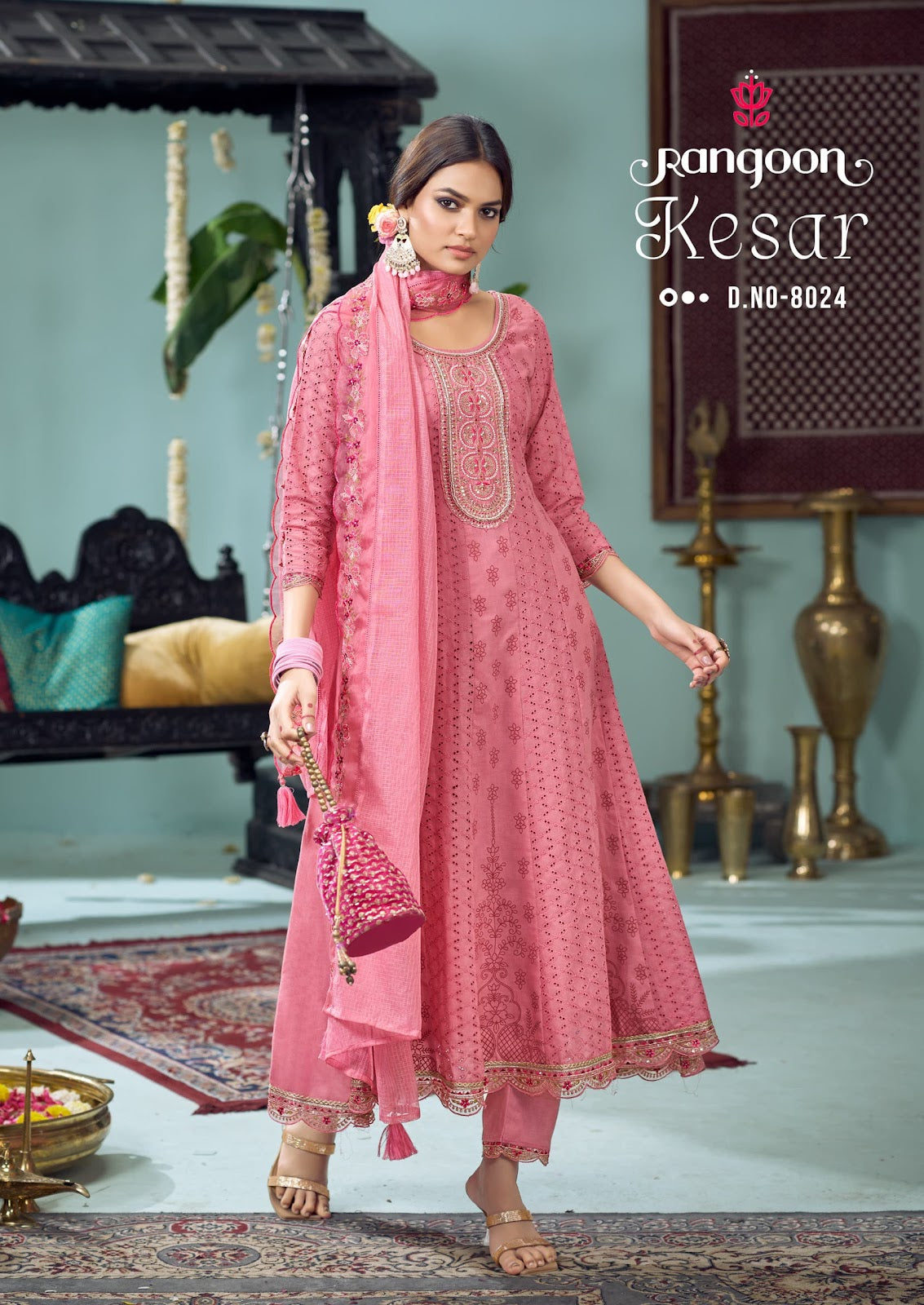 Kesar Rangoon Cotton Readymade Anarkali Suits Supplier Gujarat