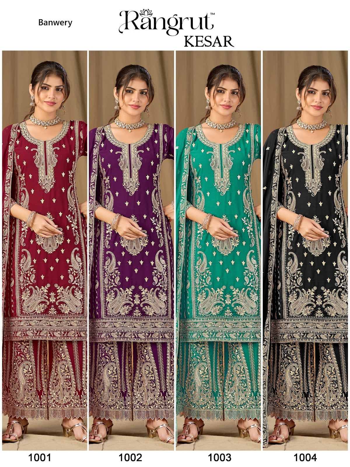Kesar Rangrut Banwery Georgette Readymade Plazzo Style Suits Supplier India