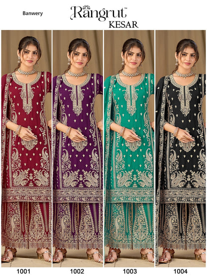 Kesar Rangrut Banwery Georgette Readymade Plazzo Style Suits Supplier India