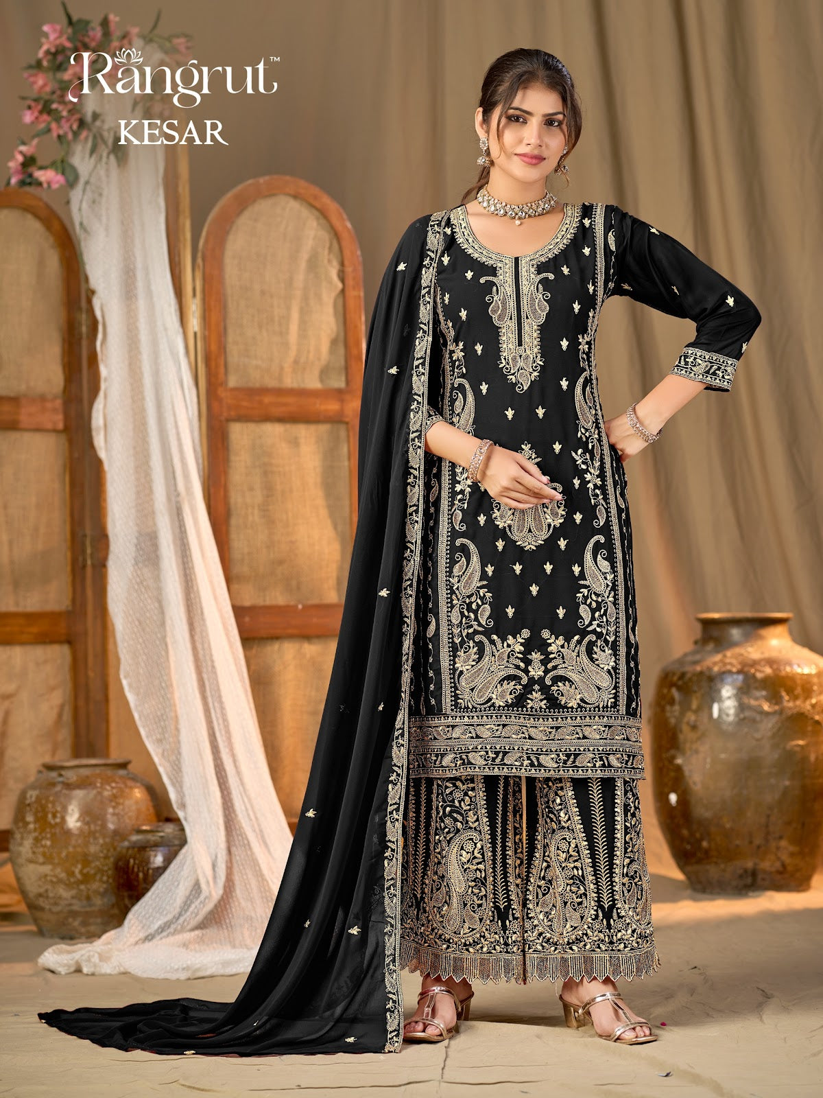 Kesar Rangrut Banwery Georgette Readymade Plazzo Style Suits Supplier India
