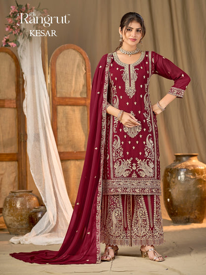 Kesar Rangrut Banwery Georgette Readymade Plazzo Style Suits Supplier India