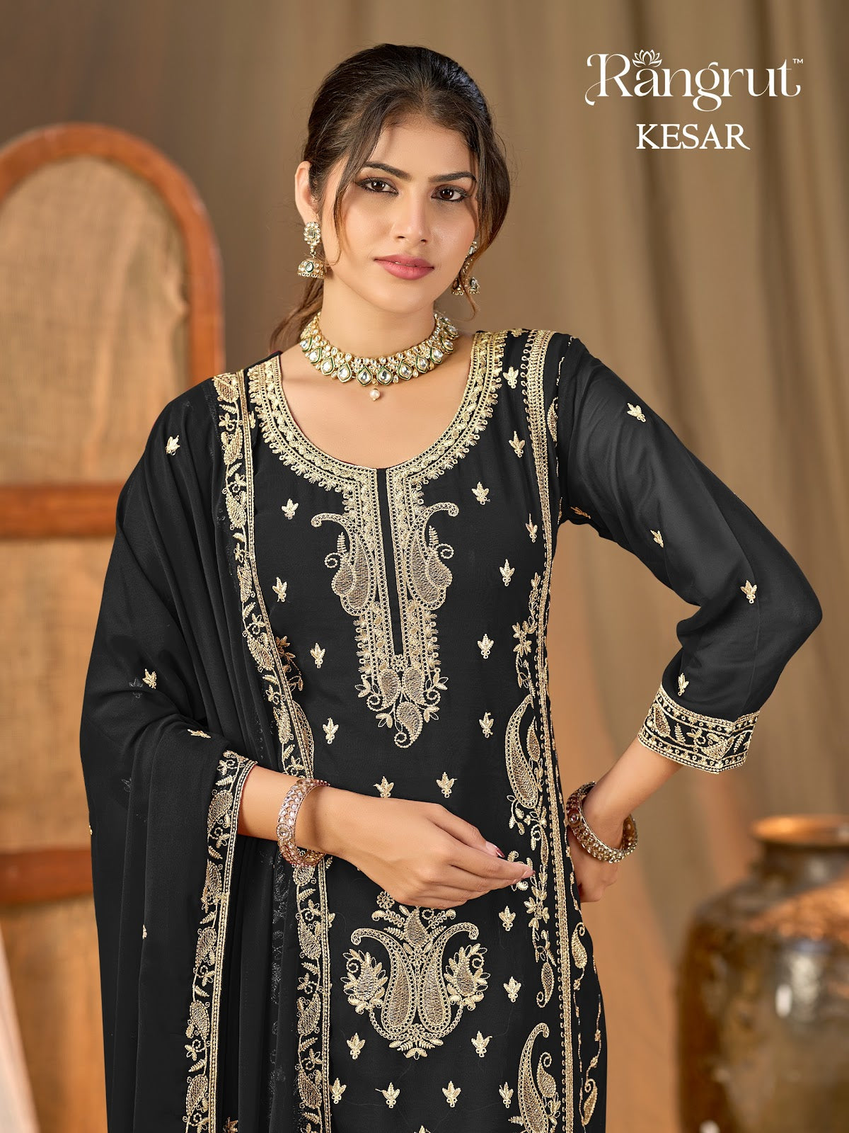 Kesar Rangrut Banwery Georgette Readymade Plazzo Style Suits Supplier India