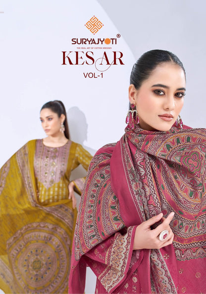 Kesar Vol 1 Suryajyoti Jaam Satin Pant Style Suits Wholesale Rate