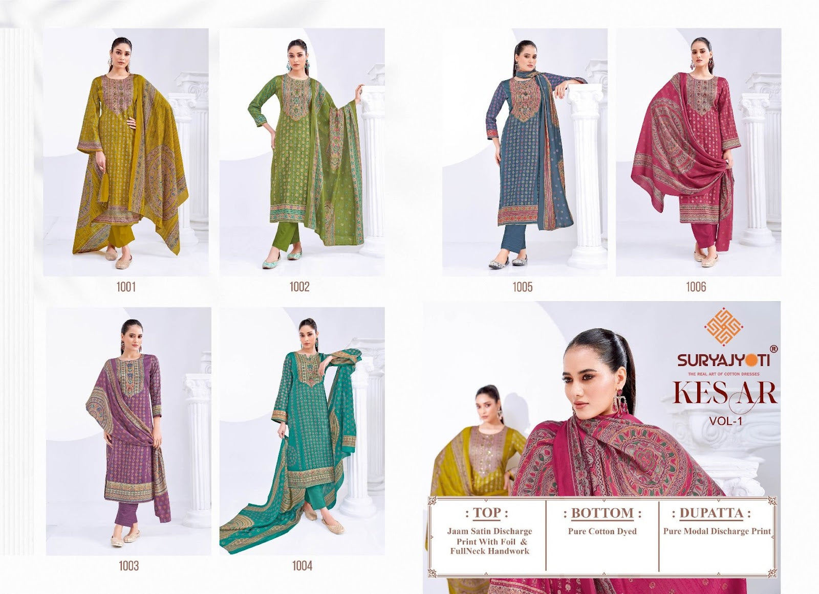 Kesar Vol 1 Suryajyoti Jaam Satin Pant Style Suits Wholesale Rate