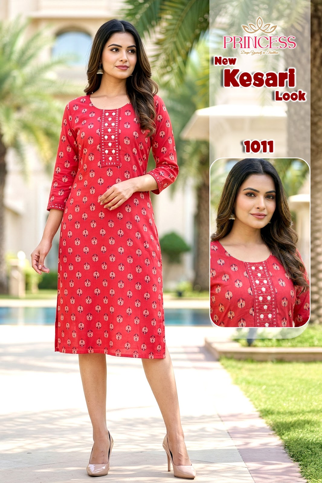 Kesari Princess Creation Reyon Knee Length Kurtis Supplier India