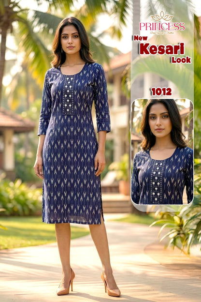 Kesari Princess Creation Reyon Knee Length Kurtis Supplier India