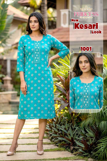 Kesari Princess Creation Reyon Knee Length Kurtis Supplier India