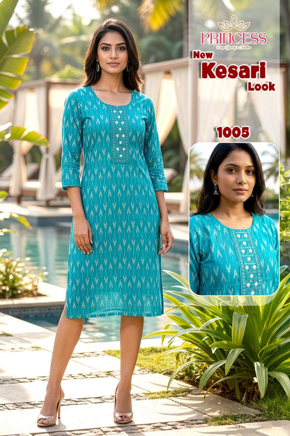 Kesari Princess Creation Reyon Knee Length Kurtis Supplier India