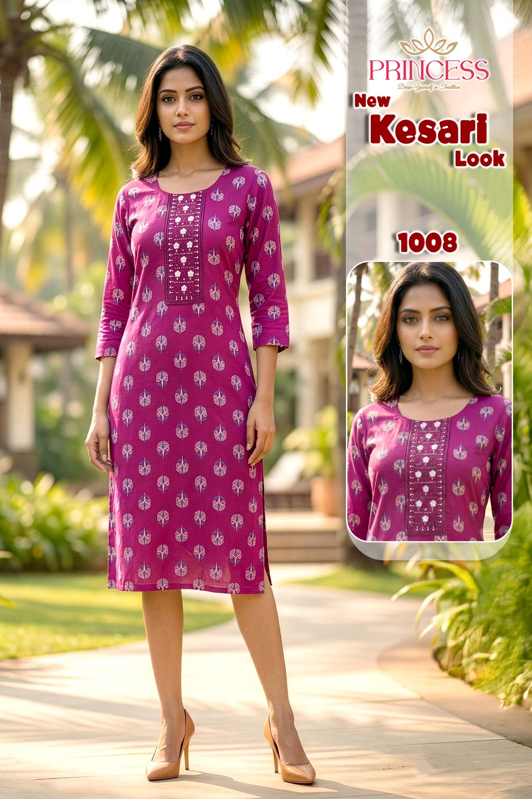Kesari Princess Creation Reyon Knee Length Kurtis Supplier India