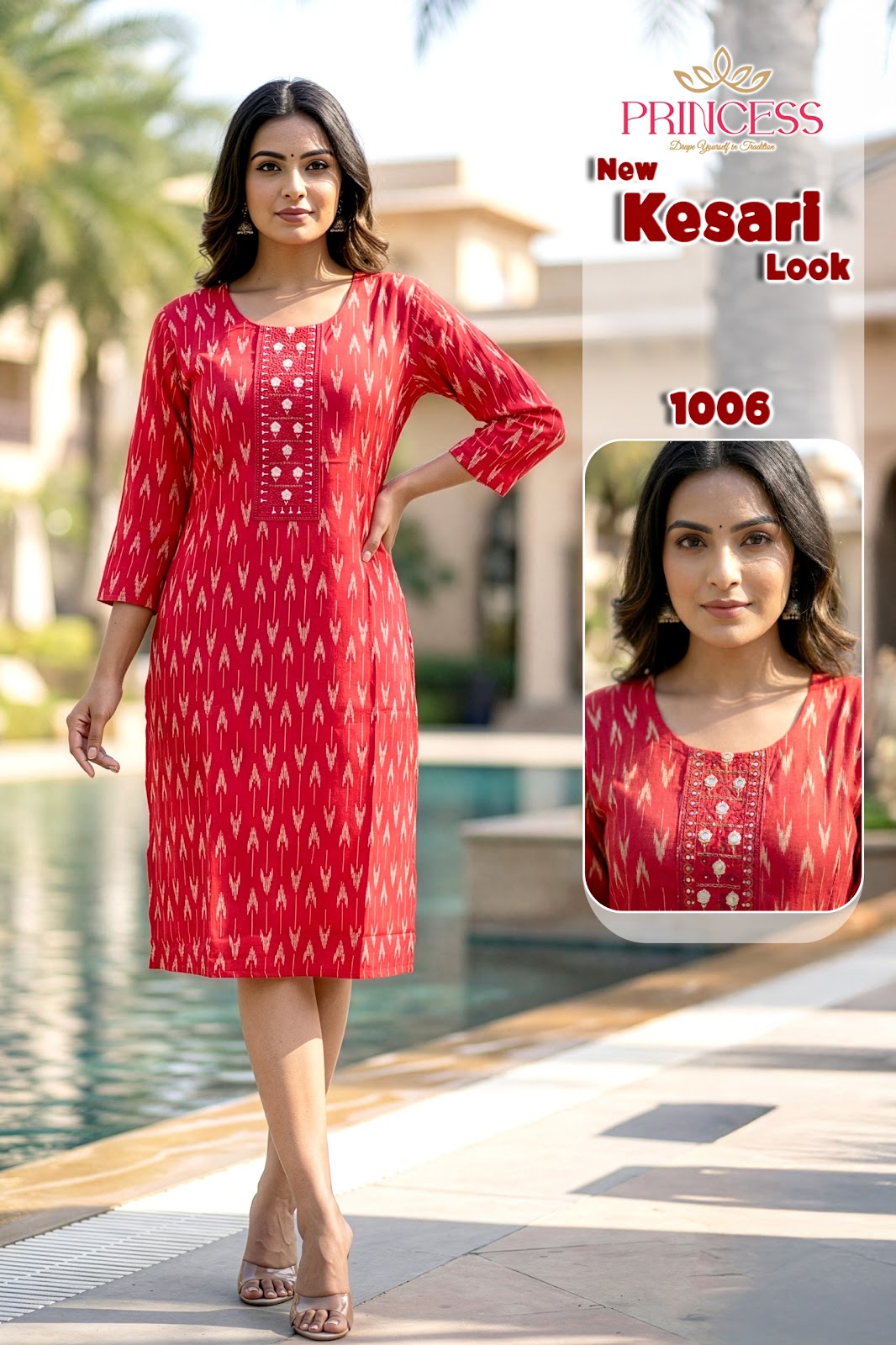 Kesari Princess Creation Reyon Knee Length Kurtis Supplier India