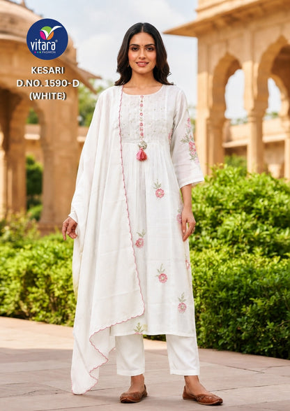 Kesari Vitara Chanderi Readymade Anarkali Suits Wholesale Rate