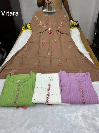 Kesari Vitara Chanderi Readymade Anarkali Suits Wholesale Rate