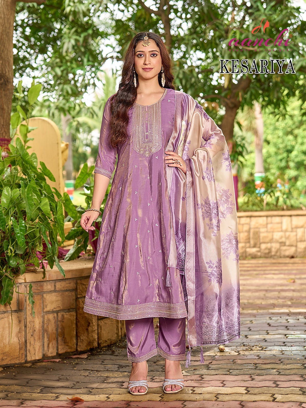 Kesariya Aanchi Roman Simmer Readymade Anarkali Suits Wholesale Rate