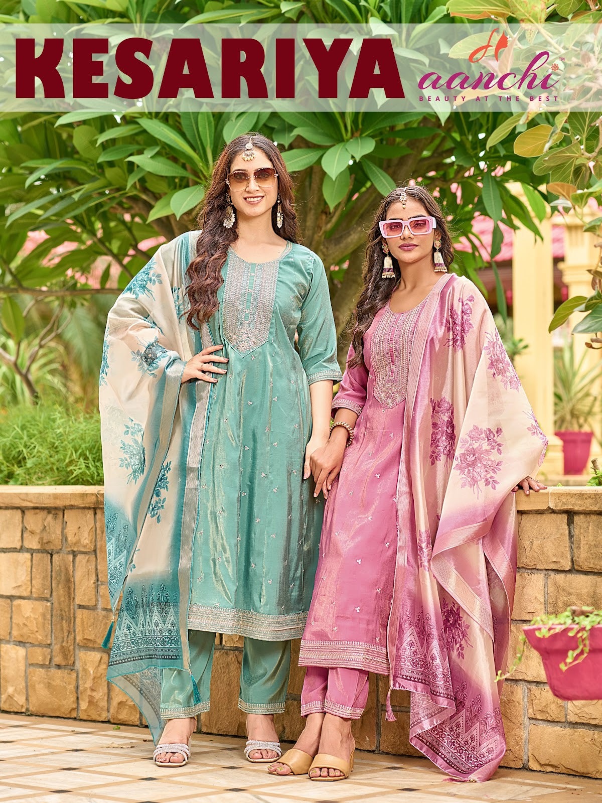 Kesariya Aanchi Roman Simmer Readymade Anarkali Suits Wholesale Rate