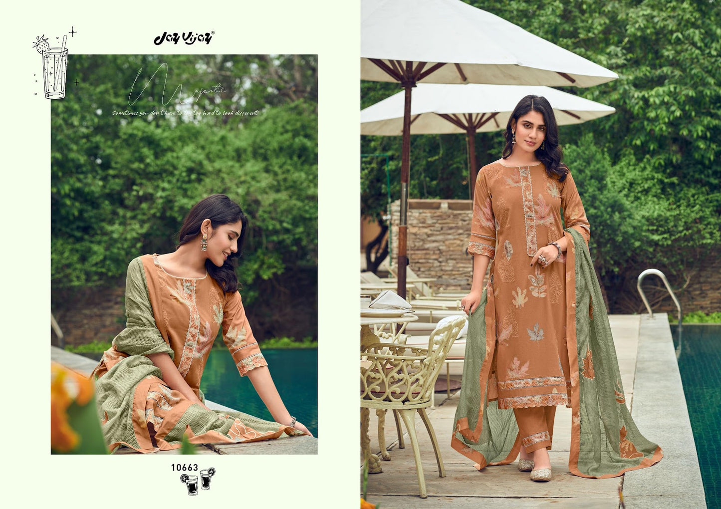 Kesariya Jay Vijay Cotton Pant Style Suits Manufacturer Ahmedabad