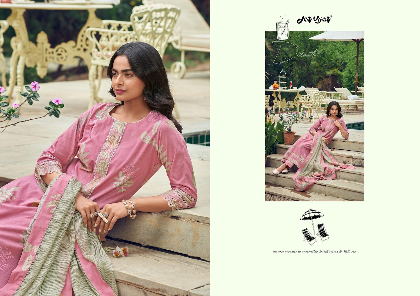 Kesariya Jay Vijay Cotton Pant Style Suits Manufacturer Ahmedabad