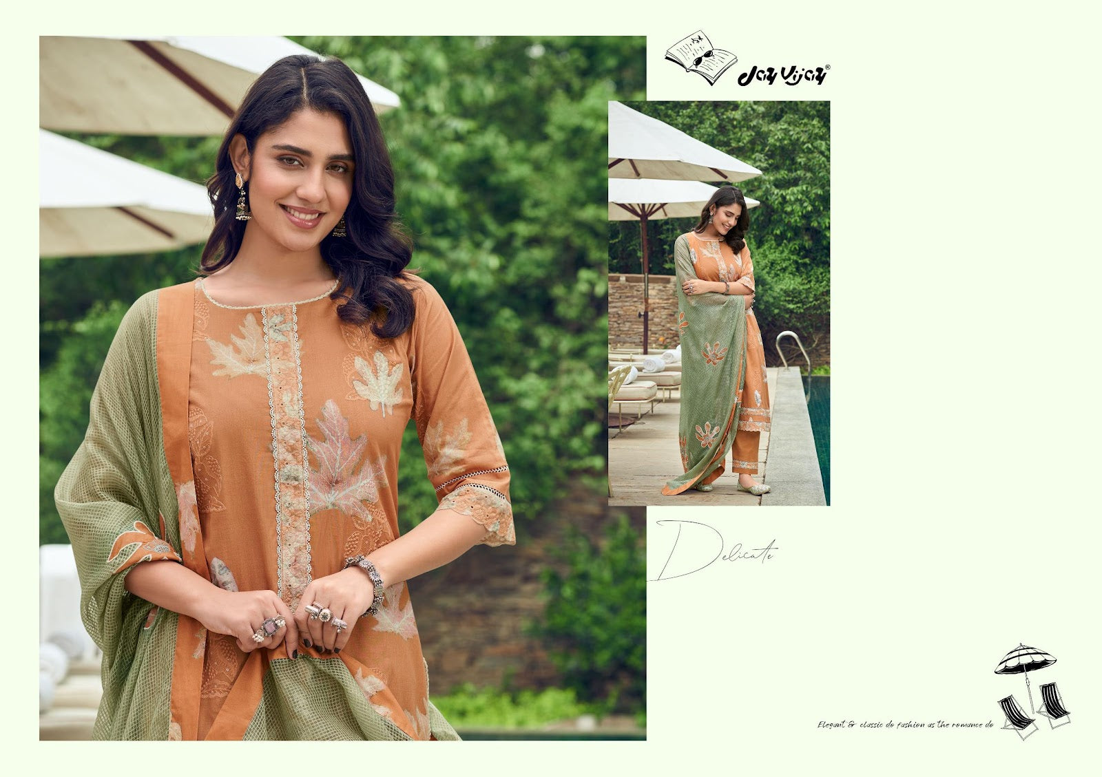 Kesariya Jay Vijay Cotton Pant Style Suits Manufacturer Ahmedabad