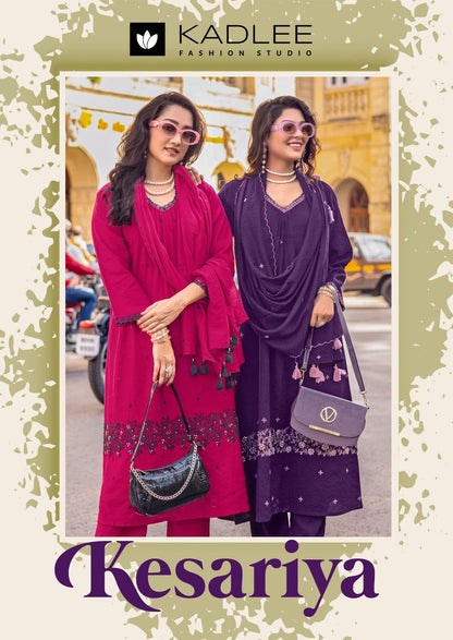 Kesariya Kadlee Viscose Slub Readymade Pant Style Suits Wholesale Rate