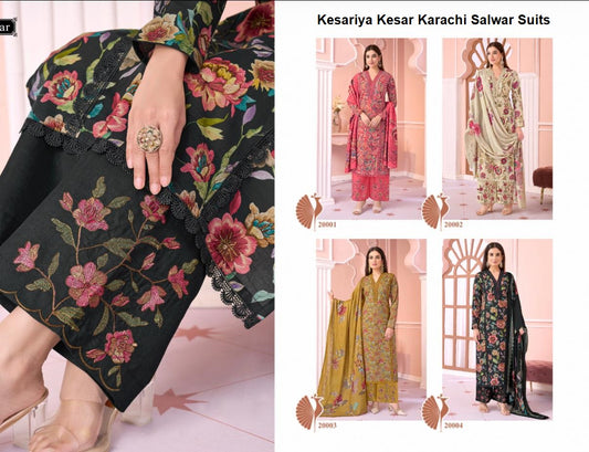 Kesariya Kesar Slub Lawn Karachi Salwar Suits Wholesale Price