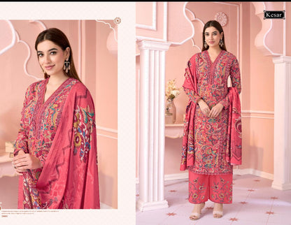 Kesariya Kesar Slub Lawn Karachi Salwar Suits Wholesale Price