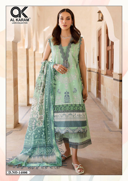 Kesariya Magic In Print Vol 14 Al Karam Lawn Karachi Salwar Suits Supplier Gujarat