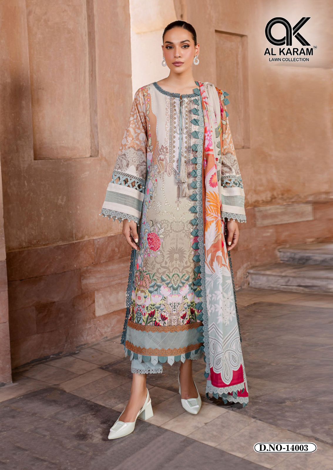 Kesariya Magic In Print Vol 14 Al Karam Lawn Karachi Salwar Suits Supplier Gujarat