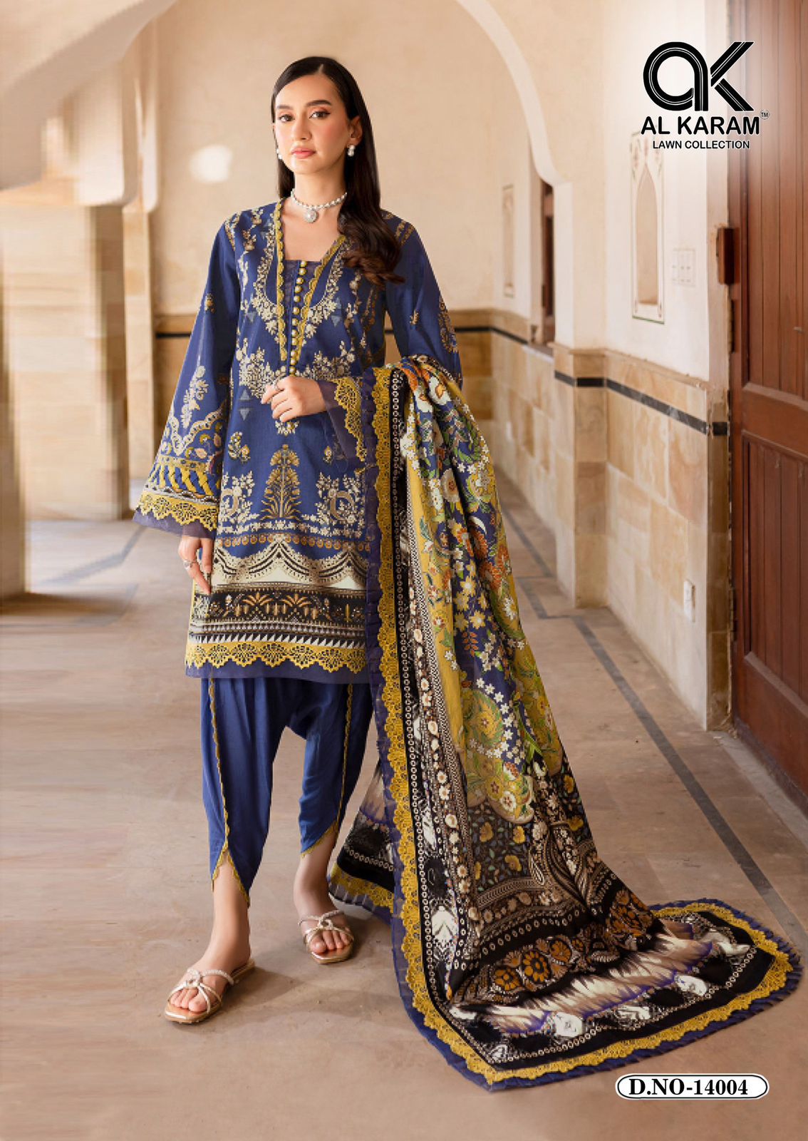 Kesariya Magic In Print Vol 14 Al Karam Lawn Karachi Salwar Suits Supplier Gujarat