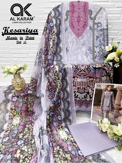 Kesariya Magic In Print Vol 15 Al Karam Cambric Karachi Salwar Suits Exporter India