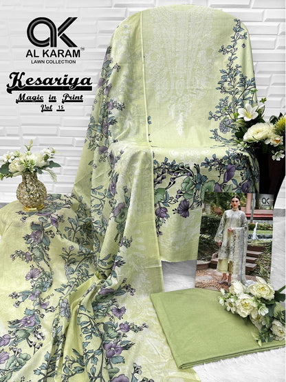 Kesariya Magic In Print Vol 15 Al Karam Cambric Karachi Salwar Suits Exporter India