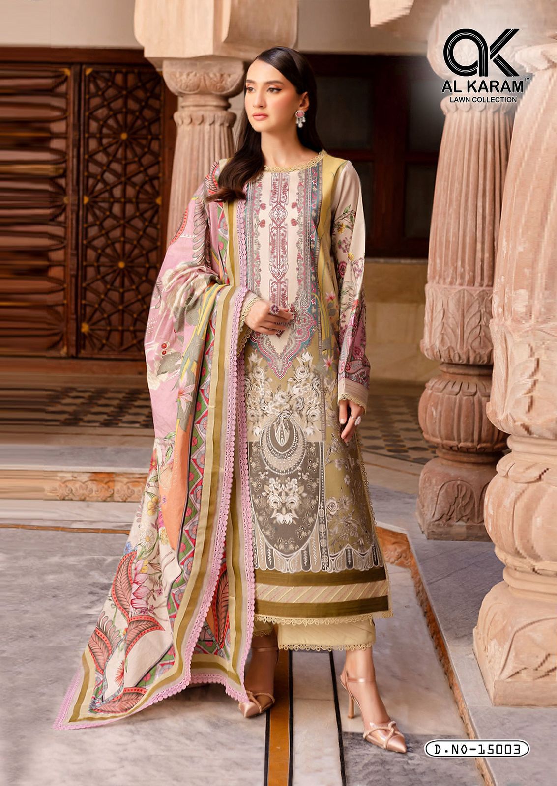 Kesariya Magic In Print Vol 15 Al Karam Cambric Karachi Salwar Suits Exporter India