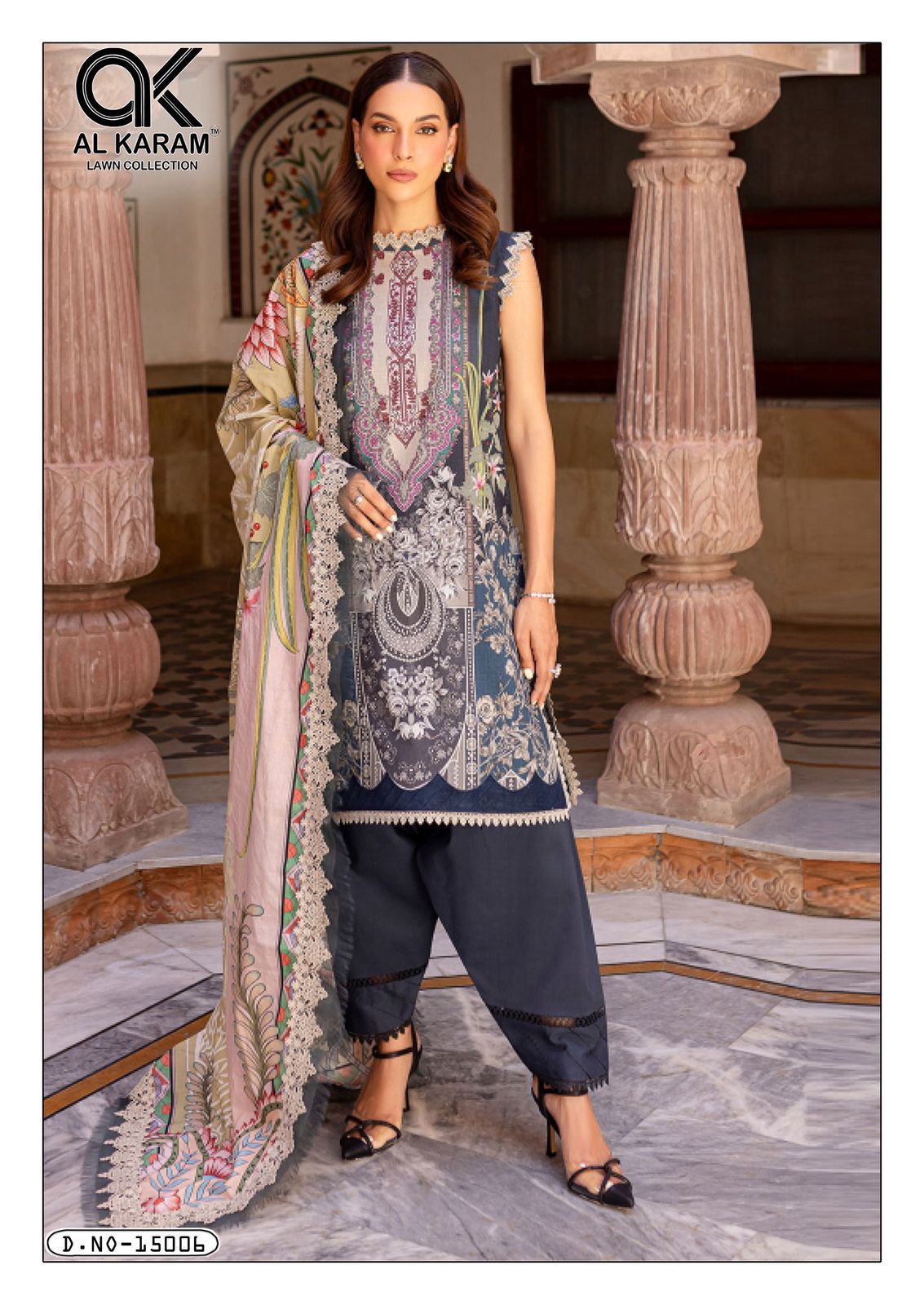 Kesariya Magic In Print Vol 15 Al Karam Cambric Karachi Salwar Suits Exporter India