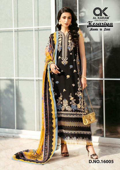 Kesariya Magic In Print Vol 16 Al Karam Cambric Karachi Salwar Suits Supplier Gujarat